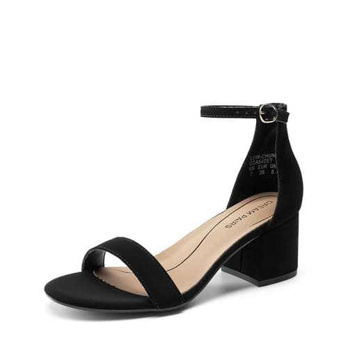 Image of DREAM PAIRS Womens Bridal Sandals Ladies Mid Low Block Heels Sandals,Black/Nubuck Size 6 UK, Low-Chunk