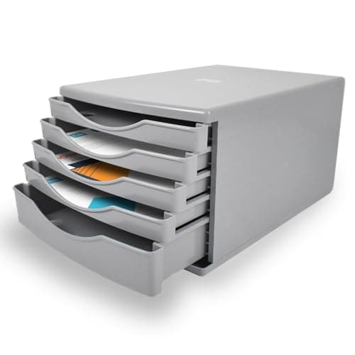 Image of Deflecto® Grey Desk Drawer Set featuring 2 x 30mm and 2 x 60mm drawers In Timeless Grey Desk Organiser Drawers - Small Storage Drawers - Desk Storage Drawers