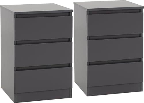 Image of Seconique Malvern 3 Drawer Bedside (PAIR) in Grey