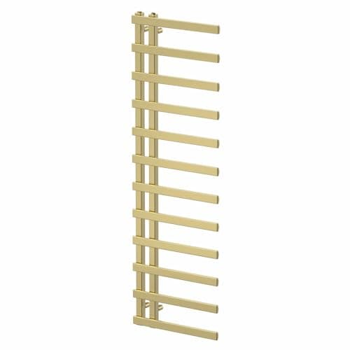 Image of Radiant Living® 1600 x 500mm Twin Valve Flat Heated Towel Rail Radiator Modern Central Heating Bathroom Warmer Wall Mounted Ladder Rad, Brushed Brass