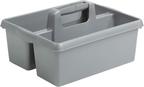 Image of Wham Large Plastic Kitchen Cleaning Carry Tray Caddy Tidy Tote Organiser with Handle - Silver, 5 liters