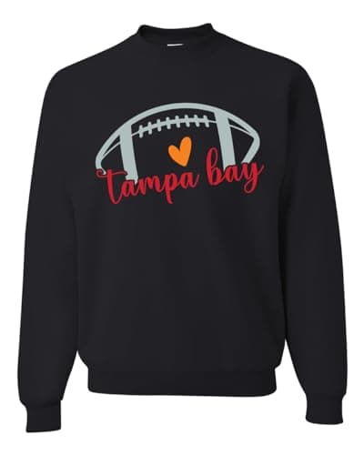 Image of Wild Bobby Atlanta Fantasy Football Hometown Fan Heart Script Writing Sports Unisex Crewneck Sweatshirt, Black-tampa Bay, M