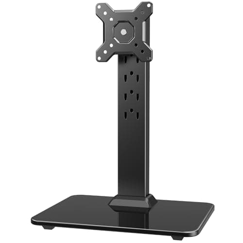 Image of HUANUO Monitor Stand, Freestanding VESA Monitor Mount for 13″–34″ Screens up to 20 kg, 5 Height Options, Swivel Desk Computer Stand Base Riser with 360° Rotation, Tilt, VESA 75x75mm/100x100mm
