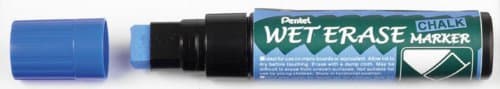 Image of Pentel Wet Erase Chalk Markers, Jumbo Chisel tip, Blue Ink, 1 Pack of 12 Markers