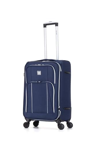 Image of Skylark Medium 24” Lightweight Softshell Expandable Suitcase, Integrated Combination Lock, 4 Wheels Check in Luggage for 15 to 20kg (Navy, 78 litres)