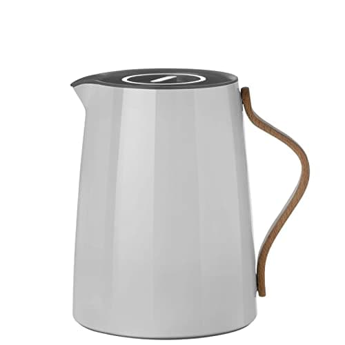 Image of Stelton Emma Vacuum Jug Tea 1L, Grey Lacquered Stainless Steel with Built-in Smart Tea Filter, Scandinavian Beech Wood Handle - Modern Design by HolmbäckNordentoft