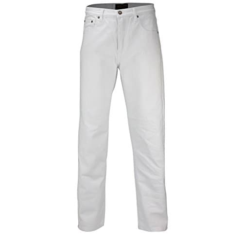 Image of Mens Georgio Peviani Comfort Fit Jeans Vintage 5 Pocket Regular Denim Trousers – 5 Colours [White,Waist 36", Inside Leg 33" L]