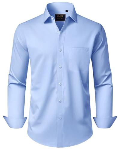 Image of J.VER Men's Blue Shirts Long Sleeve Dress Stretch Non Iron Fashion Work Business Casual Formal Button Down Shirt XL