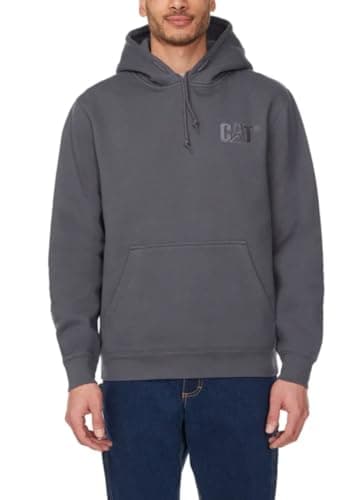 Image of CAT Caterpillar Men's Trademark Hoodies with Embroidered Front Logo, Dark Gray, M