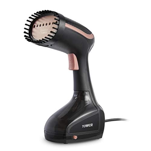 Image of Tower T22014RGB Vertical Handheld Clothes Garment Steamer, Portable/Travel, 5 Minutes Continuous Steam, 200 ml Water Tank, Black and Rose Gold, 1000 W