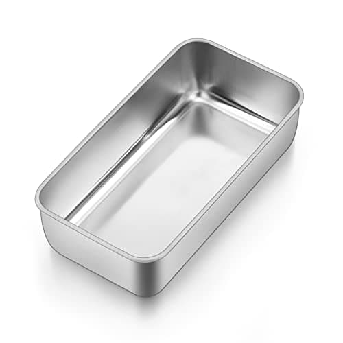 Image of HaWare Loaf Tin, Stainless Steel 2lb Bread Loaf Pan- Bread Oven Tin for Baking Banana Cake/Meat Loaf/Lasagna, 23.5 x 12.5 x 6.5cm, Healthy & Durable, Brushed Surface & Dishwasher Safe