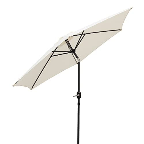 Image of Vivo Technologies 2.7M Garden Parasol – Round Umbrella Sun Shading with Hand Crank, Tilt Function (UV 30+), Waterproof for Outdoor, Patio, Cream (Parasol Base Excluded)