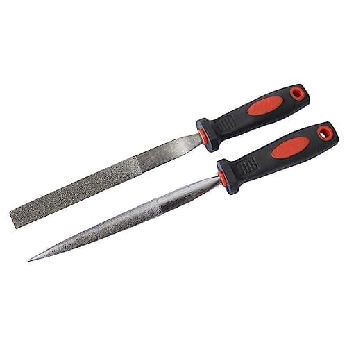 Image of Orbitron 2pcs Diamond File Set Half Round & Taper Flat Stone Glass Metal Tiles Soft Grip