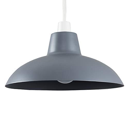 Image of MiniSun | Retro Style Dark Grey Metal Ceiling Light Shade | Pendant Lights, Home Décor & Improvement Essential | Includes 10W LED Bulb [3000K Warm White] | 28.8cm Shade Width