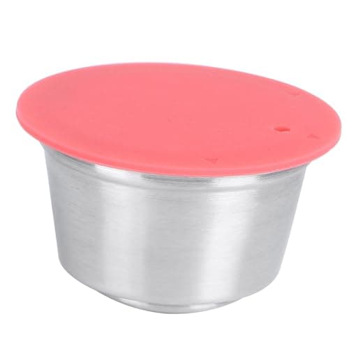 Image of Refillable Coffee Capsules Cup, Lor Coffee Machine Refillable Coffee Pods Stainless Steel Reusable Capsules Compatible with Coffee Maker (Red)