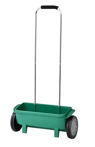 Image of raxter Lawn Seed Spreader – 12L Garden Spreader for Grass Seed, Feed & Fertiliser – Lawn and Garden Spreader Handheld – Wheeled Push Spreader for Lawn Care