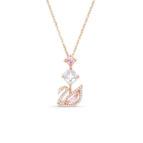 Image of Swarovski Dazzling Swan Y necklace, Swan, Pink, Rose gold-tone plated