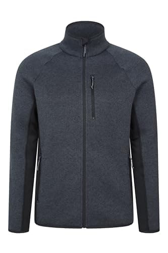 Image of Mountain Warehouse Mens Full-Zip Half-Zip Fleece - Anti-pill, Comfortable Stretch Panels Top - Best for Spring Summer, Camping, Outdoors, Travelling & Hiking Black (Full Zip) 2XL