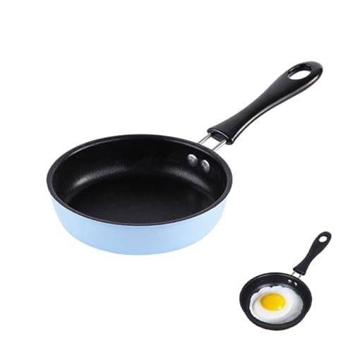 Image of Huipalon Small Frying Pan 12cm Non-Stick Mini Frying Pan for One Egg Portable 4.7 Inch Camping Cooking Omelet Pan with Heat Resistant Handle for Gas Stove Induction Hob (Mini, Blue)