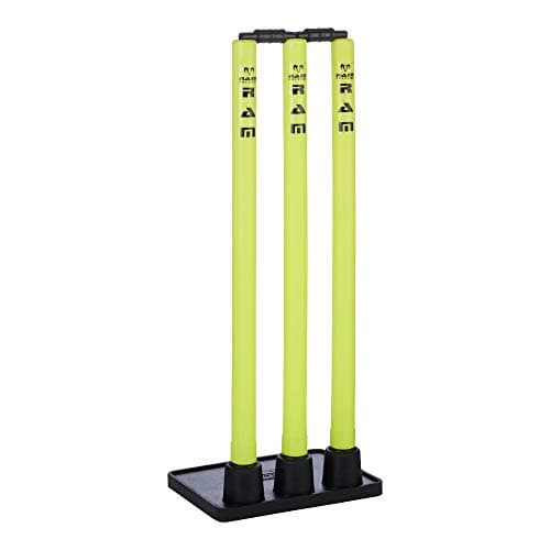 Image of Ram Cricket Plastic Flexi Cricket Stumps with Bails - Rubber Base Cricket Wickets in 2 sizes – Junior 27” & Senior 28” Tall Stumps – Cricket Training Equipment - Suitable for Indoor and Outdoor use