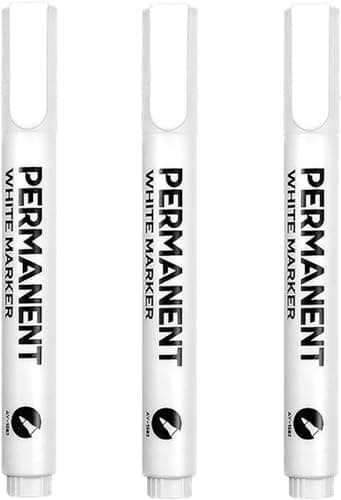 Image of Yatrosynth 3 Pcs White Pens, Permanent Paint Markers 2.0mm Quick, for Rocks, Fabric, Plastic, Glass, Mugs, Ceramic