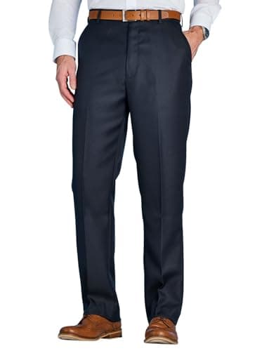 Image of Chums Men's Smart Casual Trousers Men's Pants for Home Office Comfortable Fit Practical Pocket Design Formal Trousers for Men Navy 36W / 31L