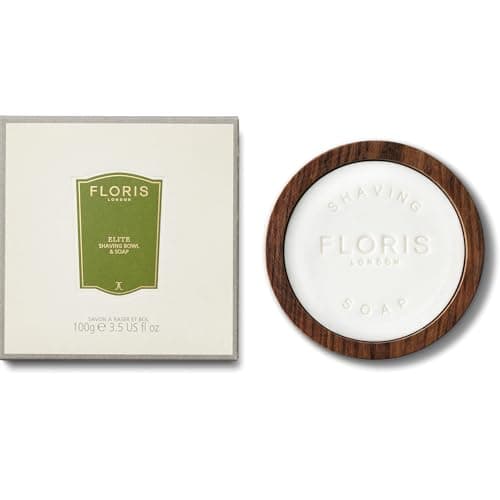 Image of Floris London Elite Shaving Soap in Wooden Bowl (100g) | Hand Wrapped & Finely Milled | Mellow Scent | Contains Moisturising Shea Butter | Vegetable Base | Designed to Leave Skin Soft & Scented