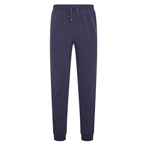 Image of DKNY Lakers Mens Lounge Pants | 100% Cotton | Tailored Joggers for Men with Branded Stripe, Drawstring Waist & Deep Pockets | Comfortable Jogging Bottoms Men, Navy, L