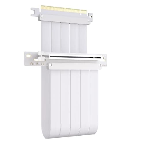 Image of GLOTRENDS 300mm PCIe 4.0 X16 Riser Cable White Color for PCIe 4.0/3.0 GPUs, Such as GeForce RTX 40/30 Series and AMD Radeon RX7000/RX6000 Series, etc