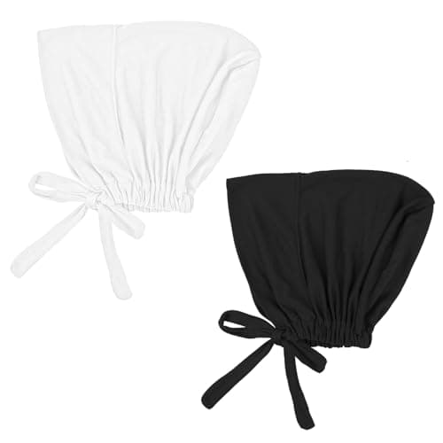 Image of Tyqour 2pcs Hijab Undercap Hijab Caps for Women Non Slip Undercaps Head Coverings for Women, Black & White, Elastic Comfortable & Breathable