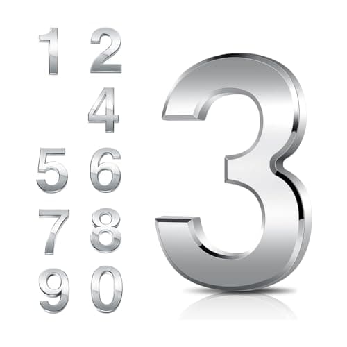 Image of Door Numbers 0-9, 3 Inches 3D House Number Chrome Adhesive 7.6cm Self Stick Waterproof Plaques Chrome Electroplated Nameplate Stickers for House Wall Mailbox Hotel Rooms Address Gate Numerals (3)
