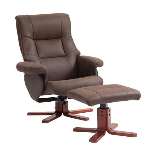 Image of HOMCOM Recliner Chair with Footstool, Upholstered Armchair with Adjustable Backrest, Leisure Lounge Chair for Living Room, Bedroom, Dark Brown