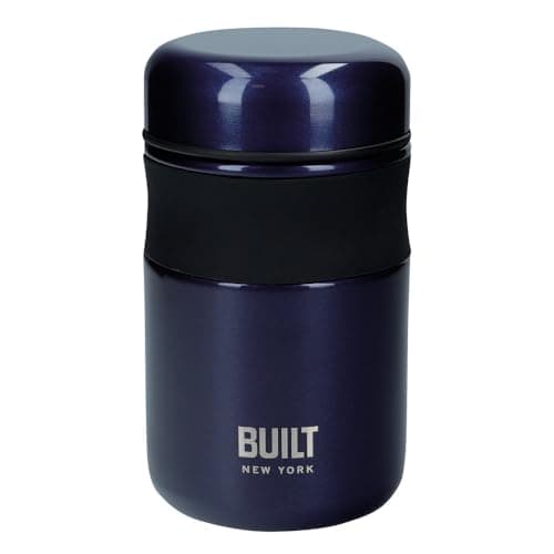 Image of BUILT Double Wall Vacuum Insulated Food Flask for Hot and Cold Foods, Stainless Steel, Navy, 490 ml