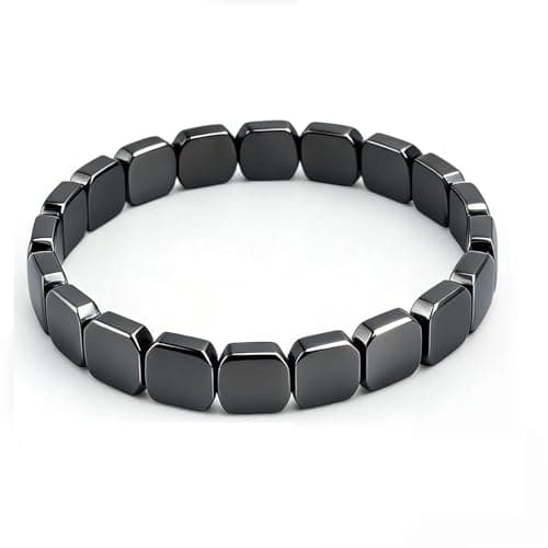 Image of PORUPAEL Hematite Bracelet - Natural Stone Beaded Bracelet, Fashion Jewelry with Gift Box, Hemy's Inspired Hematite Wristband for Style and Wellness