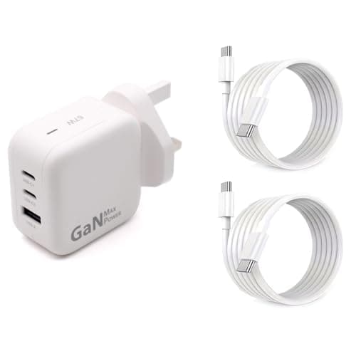 Image of USB C Charger, KOVOL 65W / 67W PD Desktop Charger, Compact Power Adapter GaN Type C Charger with PPS Super Fast Charging, Charger for Laptop, Phones and More with 2 x USB-C Cable