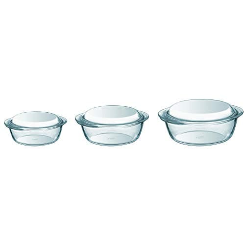 Image of Pyrex Essentials - Set of 3 glass casseroles high resistance 1,4L/2,1L/3L