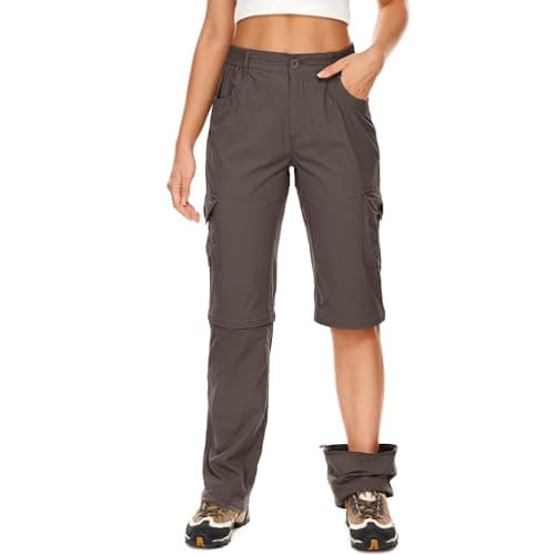 Image of Faysfad Women's Convertible Zip Off Hiking Trousers Lightweight Quick Dry UV Protection Cargo Joggers Waterproof Walking Trekking Camping Pants with Multiple Pockets （2193，Brown，8）