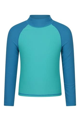 Image of Mountain Warehouse Kids Rash Vest - UV Protection Rash Guard, Long Sleeves Childrens Rash Shirt, Flat Seams, Quick Drying, Stretch Fabric - Spring Summer, Swimming Light Teal Kids Size 5-6 Years