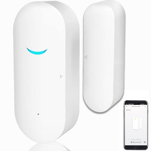 Image of WiFi Magnetic Door Sensor, Wireless Window Sensors with Free Notification App Notification Alert Control Home Security Alarm System Mini Contact Alarm sensor Compatible with Alexa, Google Home