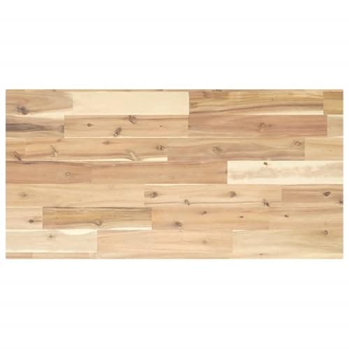 Image of vidaXL Bathroom Vanity Countertop Basin - Solid Acacia Wood, Natural Color, Rectangular - 80x40x2 cm