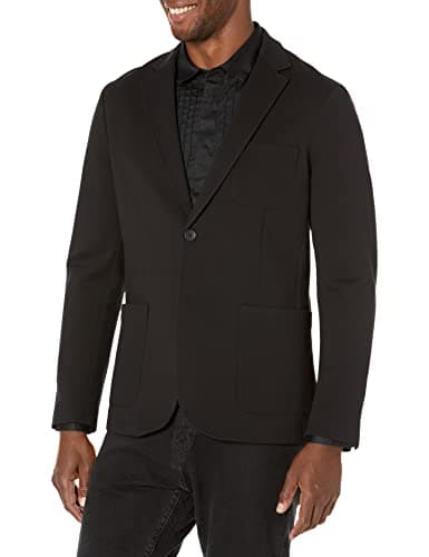 Image of GUESS Men's Tyron Knit Blazer, Jet Black A996, XXL