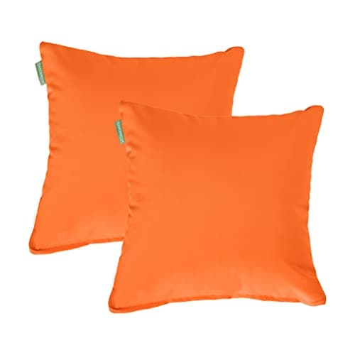 Image of Gardenista 18" Garden Scatter Cushion | Outdoor Water Resistant Garden Furniture Pillow | Soft and Comfy Patio Furniture Cushions | Throw Pillows for Sofa, Couch, Balcony - 2 Pack (Orange)