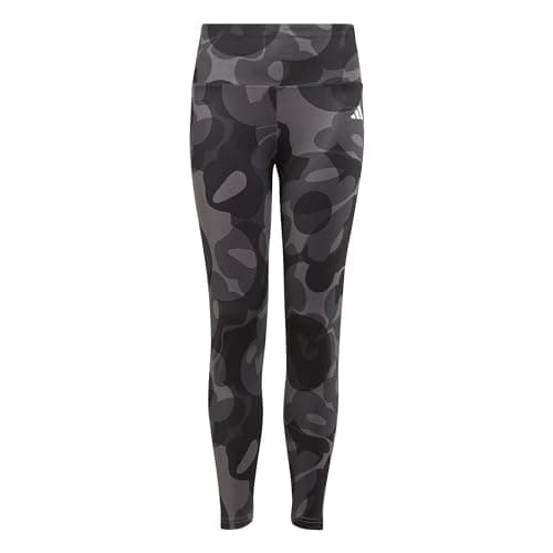 Image of adidas Girl's Essentials AEROREADY Seasonal Print High-Waist 7/8 Leggings Kids, Black/Carbon/Grey Six/Grey Five, 14-15 Years
