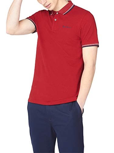 Image of Ben Sherman Men's Signature Polo Slim Fit Plain Polo Short Sleeve Polo Shirt, Red (Red 550), X-Large (Manufacturer Size: XL)