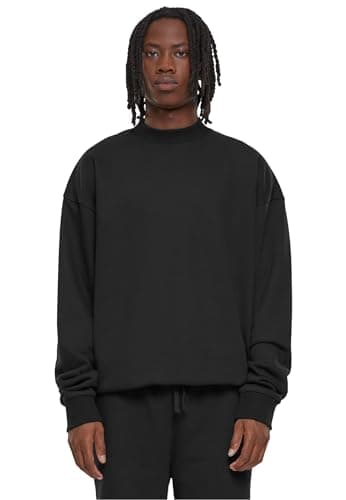 Image of Urban Classics Men's Basic Pullover Crew Neck Sweatshirt Available in 6 Colours Plain Crew Neck Sizes S to 5XL, black, L