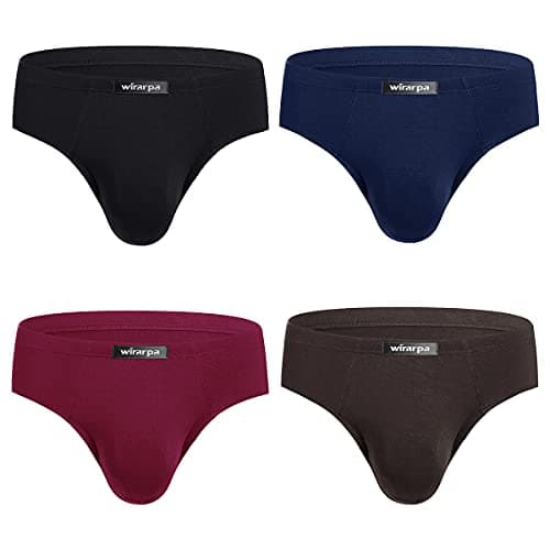 Image of wirarpa Men's Modal Briefs Underwear Super Soft Microfibre Underpants No Front Slips Covered Waistband, Multicolour-4 Pack, L: waist 36inches-38inches, 91-96cm
