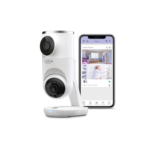 Image of HUBBLE CONNECTED Nursery Pal Dual Vision Smart Camera Wi-Fi Enabled Baby Monitor with AI Motion Tracking, Plus Preloaded Soothing Sounds, Lullabies, and Stories, White