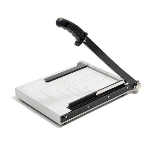 Image of JIELISI A4 Metal Guillotine Paper Cutter Cutting Performance up to 10 Sheets,12 Inch Cut Length Manual Heavy Duty Guillotine Paper Trimmer with Safety Guard and Blade Lock，For Paper Photo Picture Card