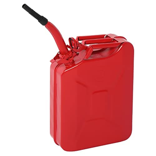 Image of Red 20L Metal Jerry Can with Spout - Portable Diesel Storage for Car, Truck, Motorcycle & Off-Road Emergency Supply