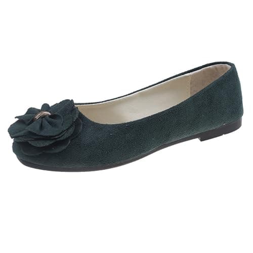Image of Womens Floral Ballet Flats Suede Round Toe Dress Shoes Ladies Flat Pumps Casual Work Office Slip On Moccasins Daily Dating Commuting Loafers Navy